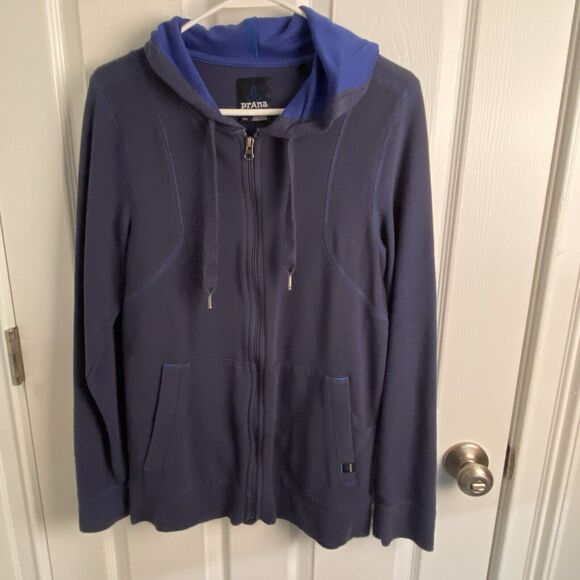 Prana Hoodie Mens Small Full Zip Sweatshirt Barrington 2 Tone Blue Fleece - Picture 1 of 5